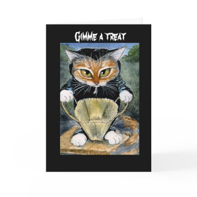 Spooky Cat in Halloween costume card or invitation