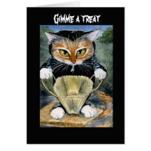 Spooky Cat in Halloween costume card or invitation