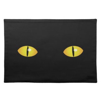 Spooky Cat's Eyes Halloween Cloth Placemat