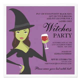 Spooky Chic Witch Party Halloween Invitation