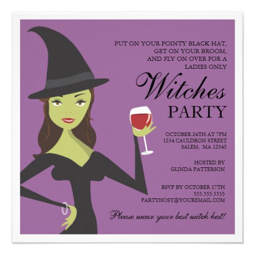 Spooky Chic Witch Party Halloween Invitation (front side)