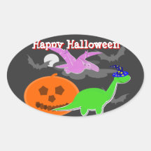Spooky Cute Dinosaurs Happy Halloween Stickers