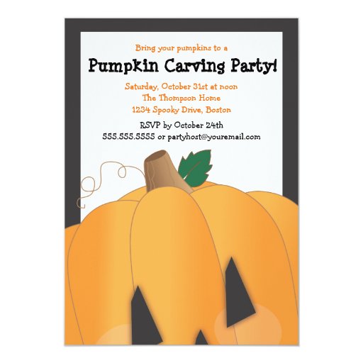 Spooky Cute Pumpkin Carving Halloween Party Invitations (front side)