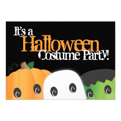 Spooky Cute Pumpkin Ghost Halloween Costume Party Invitations