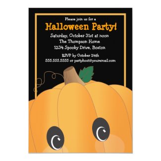 Spooky Cute Pumpkin Head Halloween Party 5x7 Paper Invitation Card
