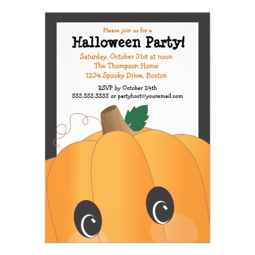 Spooky Cute Pumpkin Head Halloween Party Announcements (front side)