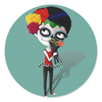 Spooky Dia de Los Muertos Girl stickers