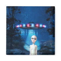Spooky Forest UFO Close Encounter Magnet