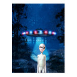 Spooky Forest UFO Close Encounter Postcard