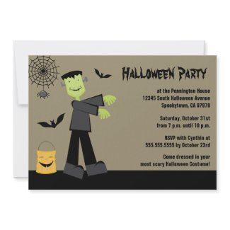 Spooky frankenstein bat halloween party invitation invitation