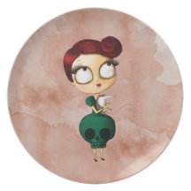 Spooky girl with Opossum Party Plate