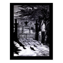 Spooky Graveyard Scene Halloween Card Post Cards