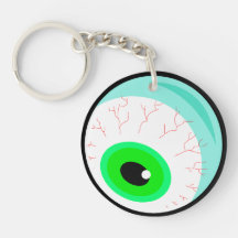 Spooky Green Googly Eyeball Round Acrylic Key Chain