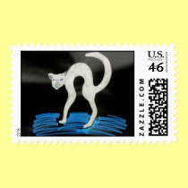 Spooky Halloween Cat postage