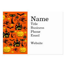 Spooky Halloween Haunted House with Bats Black Cat Business Cards
