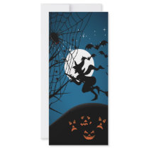 spooky halloween night witch and spiders vector custom rack cards