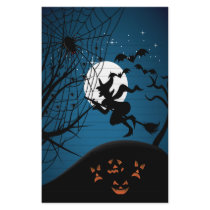 spooky halloween night witch and spiders vector personalized stationery