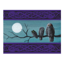 Spooky Halloween Owls Postcard