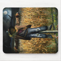 Spooky Halloween Scarecrow in Cornfield mousepads