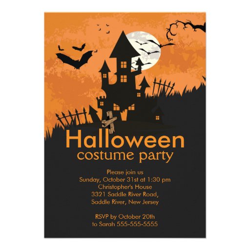 Spooky Haunted House Halloween Party Invitation (front side)