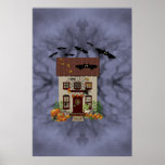 Spooky Hauted House Bats Poster