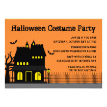 Spooky house halloween costume party invitation