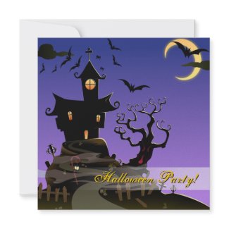 Spooky House on a HIll Halloween Invitation invitation