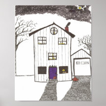 Spooky house print
