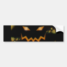 Spooky Jack O Lantern Face Blk Original Orange Bumper Stickers