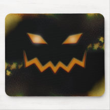 Spooky Jack O Lantern Face Blk Original Orange Mouse Pad