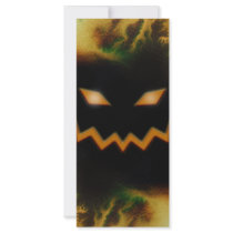 Spooky Jack O Lantern Face Blk Original Orange Rack Card Design