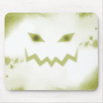 Spooky Jack O Lantern Face Wht Yellow mousepads