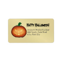 Spooky Jack O Lantern Halloween Gold Labels