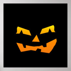 Spooky Jack O Lantern Halloween Pumpkin Face Print