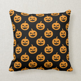 Spooky Jack O Lantern Pumpkin Halloween Pattern Pillows