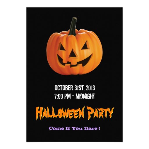 Spooky Jack O Lantern Pumpkin - Happy Halloween Custom Announcements