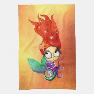 Spooky Mermaid with Octopus Hand Towel