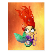 Spooky Mermaid with Octopus postcards