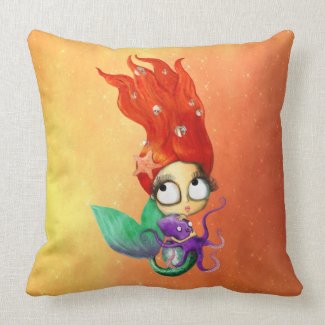 Spooky Mermaid with Octopus Throw Pillow