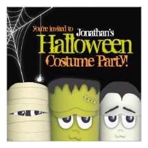 Spooky Monster & Friends Halloween Costume Party Personalized Announcements