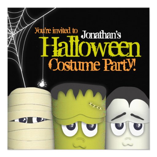 Spooky Monster & Friends Halloween Costume Party Personalized Announcements (front side)