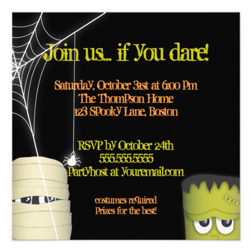 Spooky Monster & Friends Halloween Costume Party Personalized Announcements