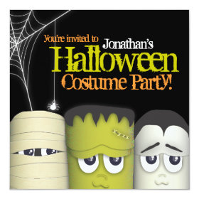 Spooky Monster & Friends Halloween Costume Party 5.25x5.25 Square Paper Invitation Card