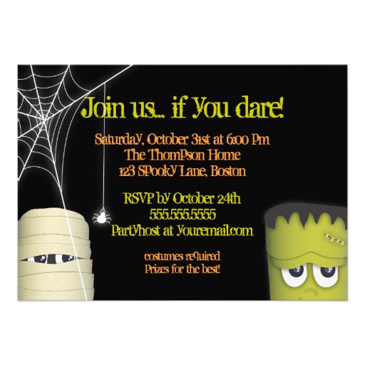 Spooky Monster & Friends Halloween Costume Party Invitations