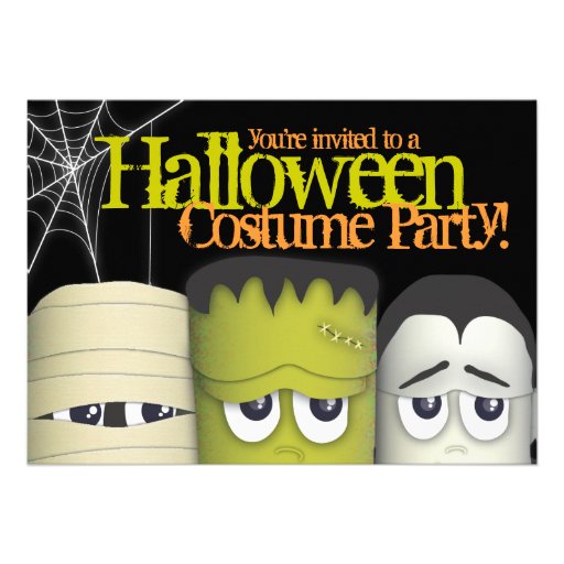 Spooky Monster & Friends Halloween Costume Party Invitations