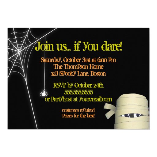 Spooky Monsters & Mummy Halloween Costume Party Custom Invitations