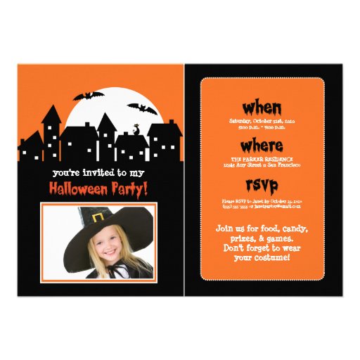 Spooky Moon Halloween Party Invite (photo) (front side)