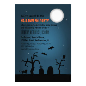Spooky Moon Silhouette Halloween Party Custom Announcements