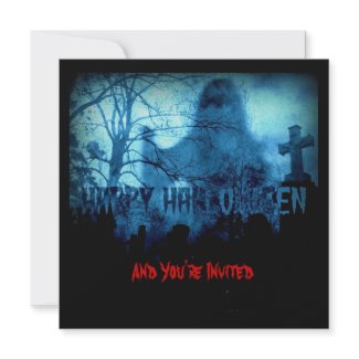 Spooky Moonlight Ghost Halloween Party Invites invitation