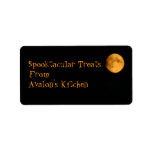 Spooky Orange Moon Halloween Treats Baking Label
